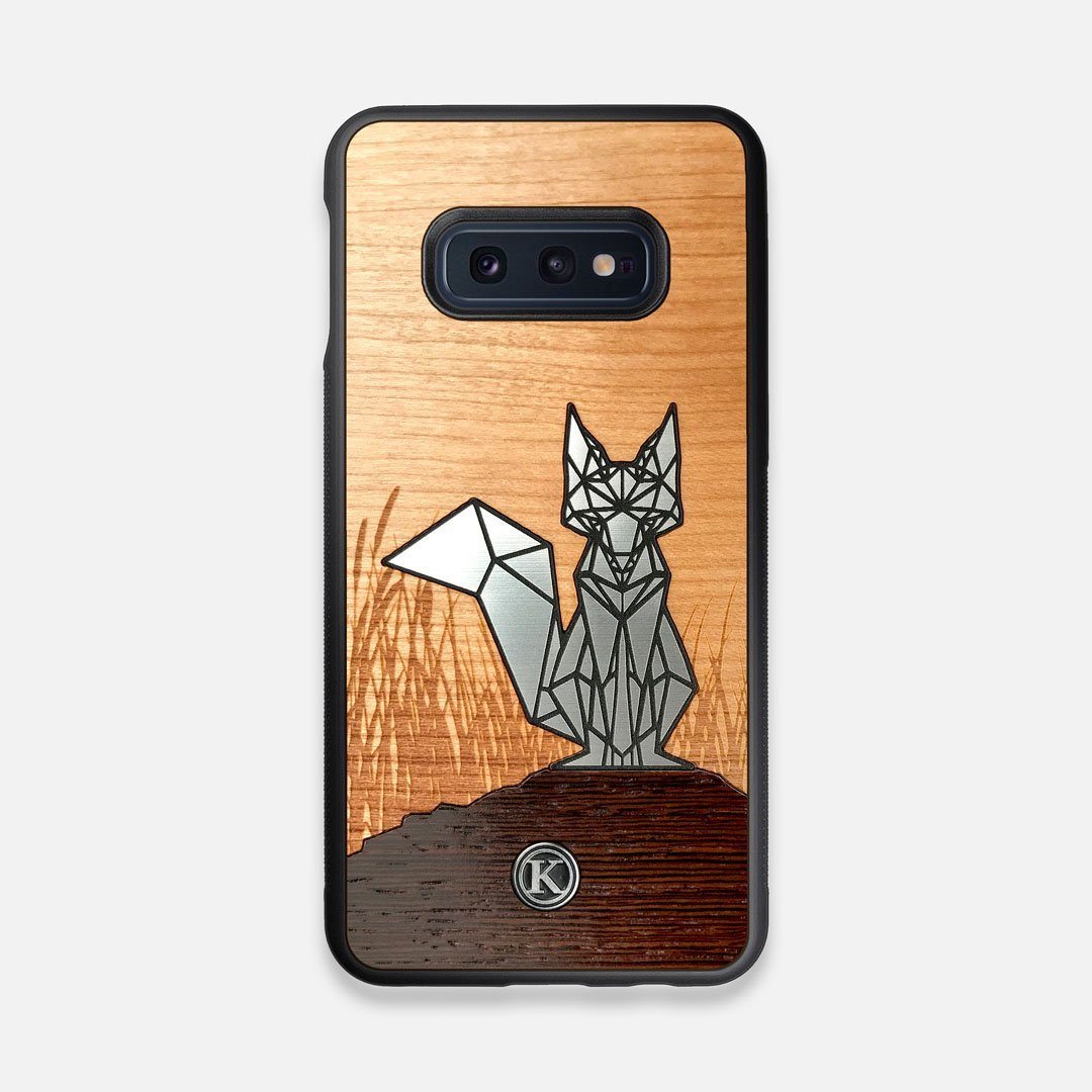 Front view of the Silver Fox & Cherry Wood Galaxy S10e Case by Keyway Designs