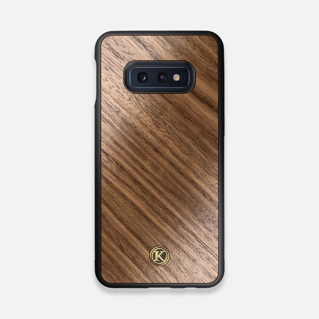 Front view of the Walnut Pure Minimalist Wood Galaxy S10e Case by Keyway Designs