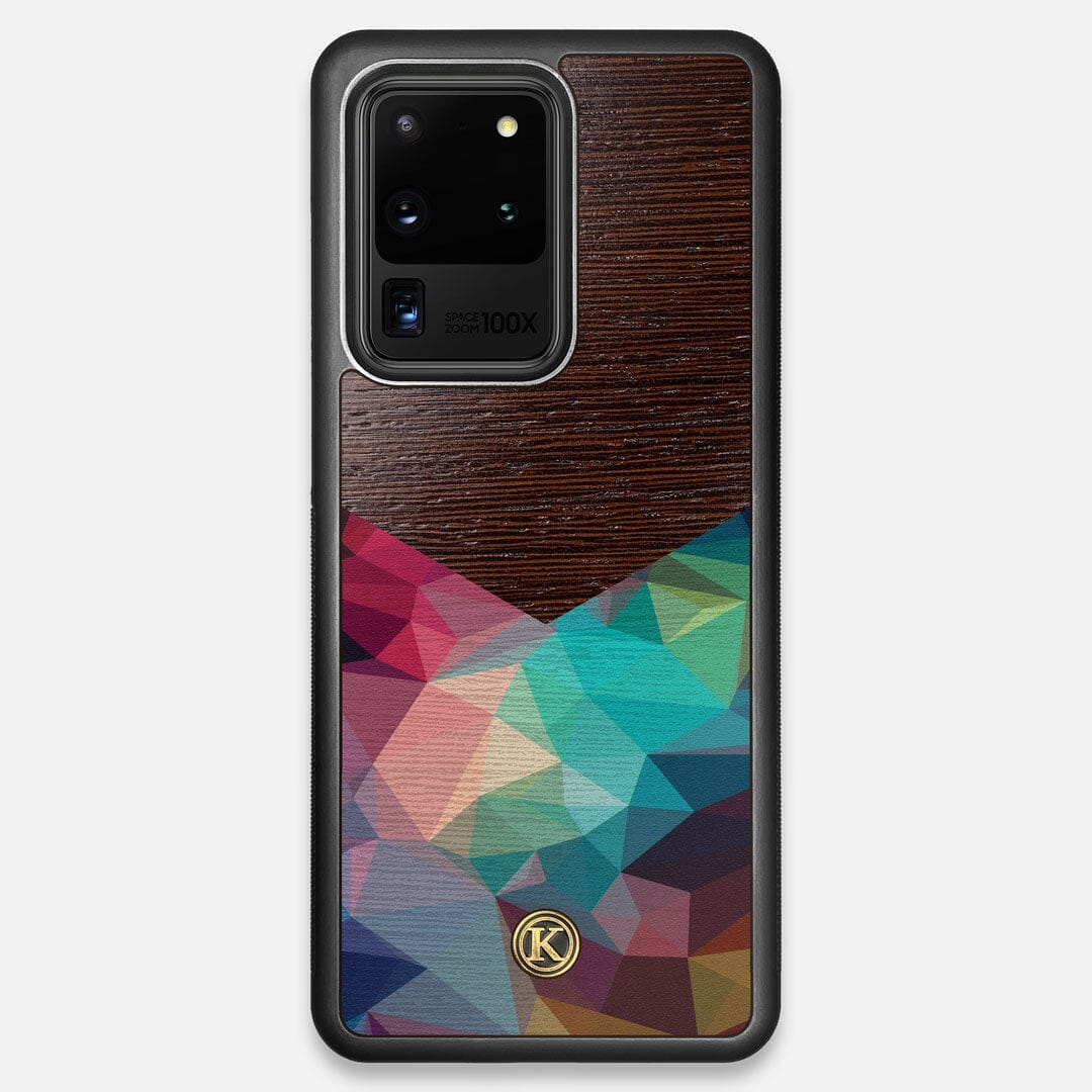 Front view of the vibrant Geometric Gradient printed Wenge Wood Galaxy S20 Ultra Case by Keyway Designs