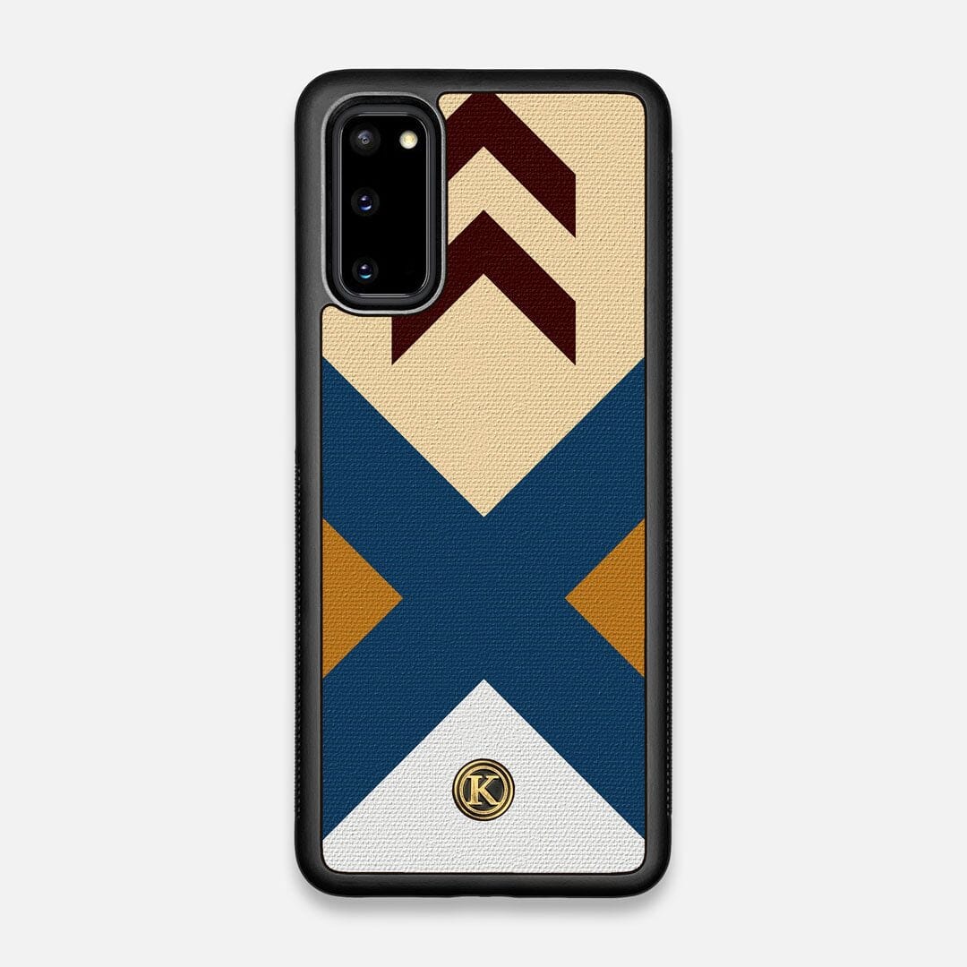 Front view of the Camp Adventure Marker in the Wayfinder series UV-Printed thick cotton canvas Galaxy S20 Case by Keyway Designs