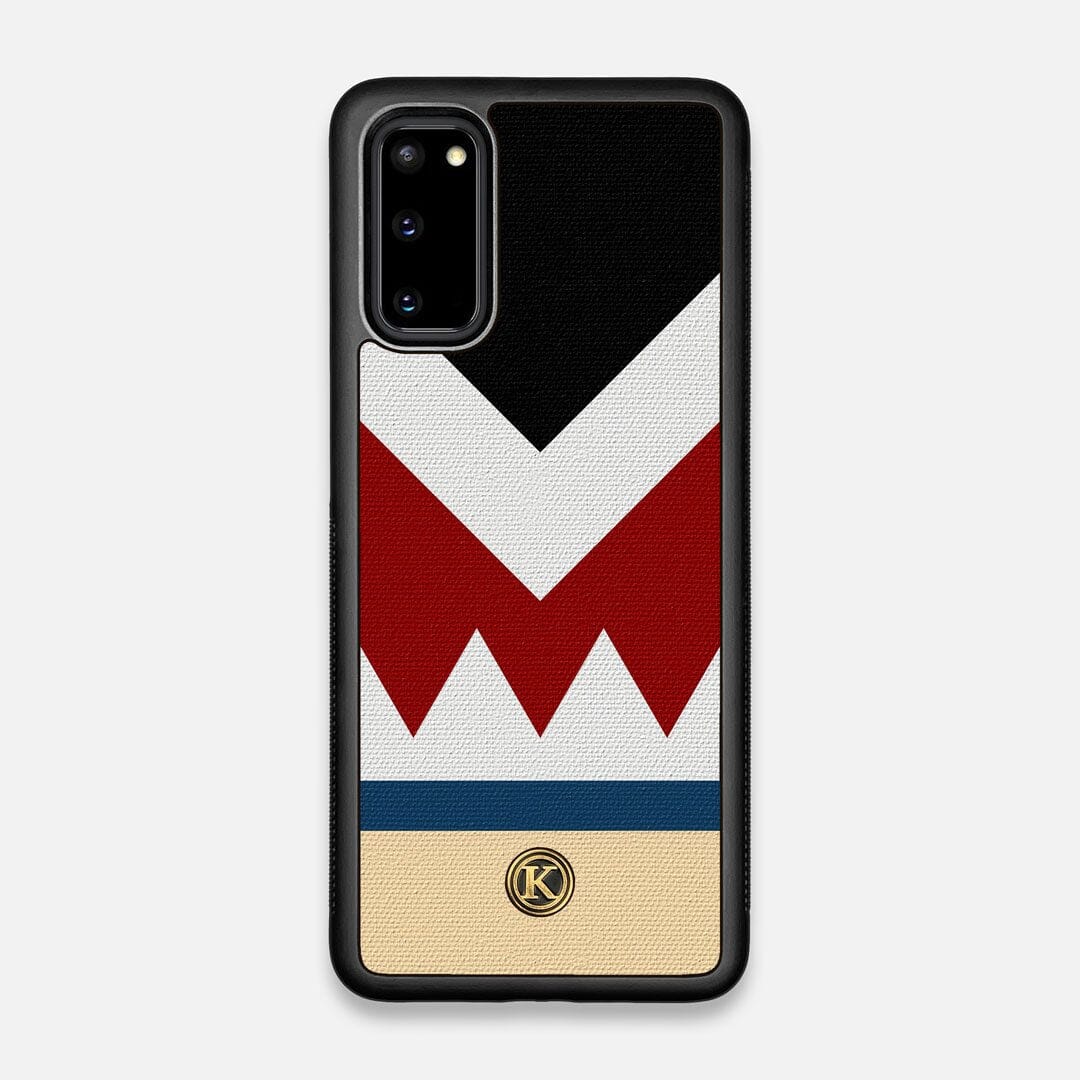 Front view of the Cove Adventure Marker in the Wayfinder series UV-Printed thick cotton canvas Galaxy S20 Case by Keyway Designs