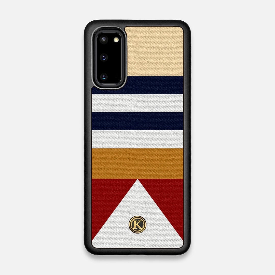 Front view of the Lodge Adventure Marker in the Wayfinder series UV-Printed thick cotton canvas Galaxy S20 Case by Keyway Designs