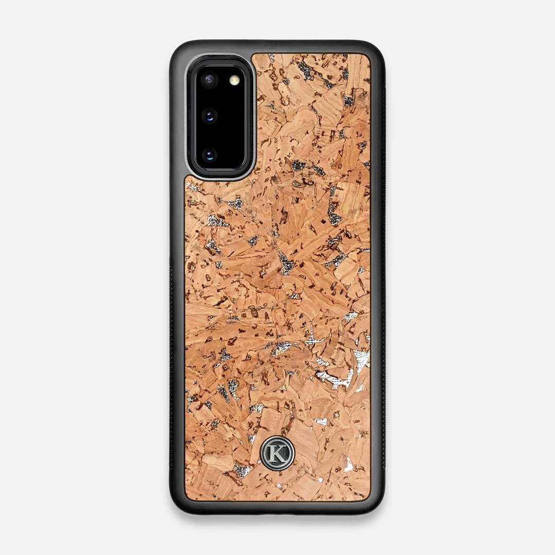 Front view of the silver fleck natural cork Galaxy S20 Case by Keyway Designs