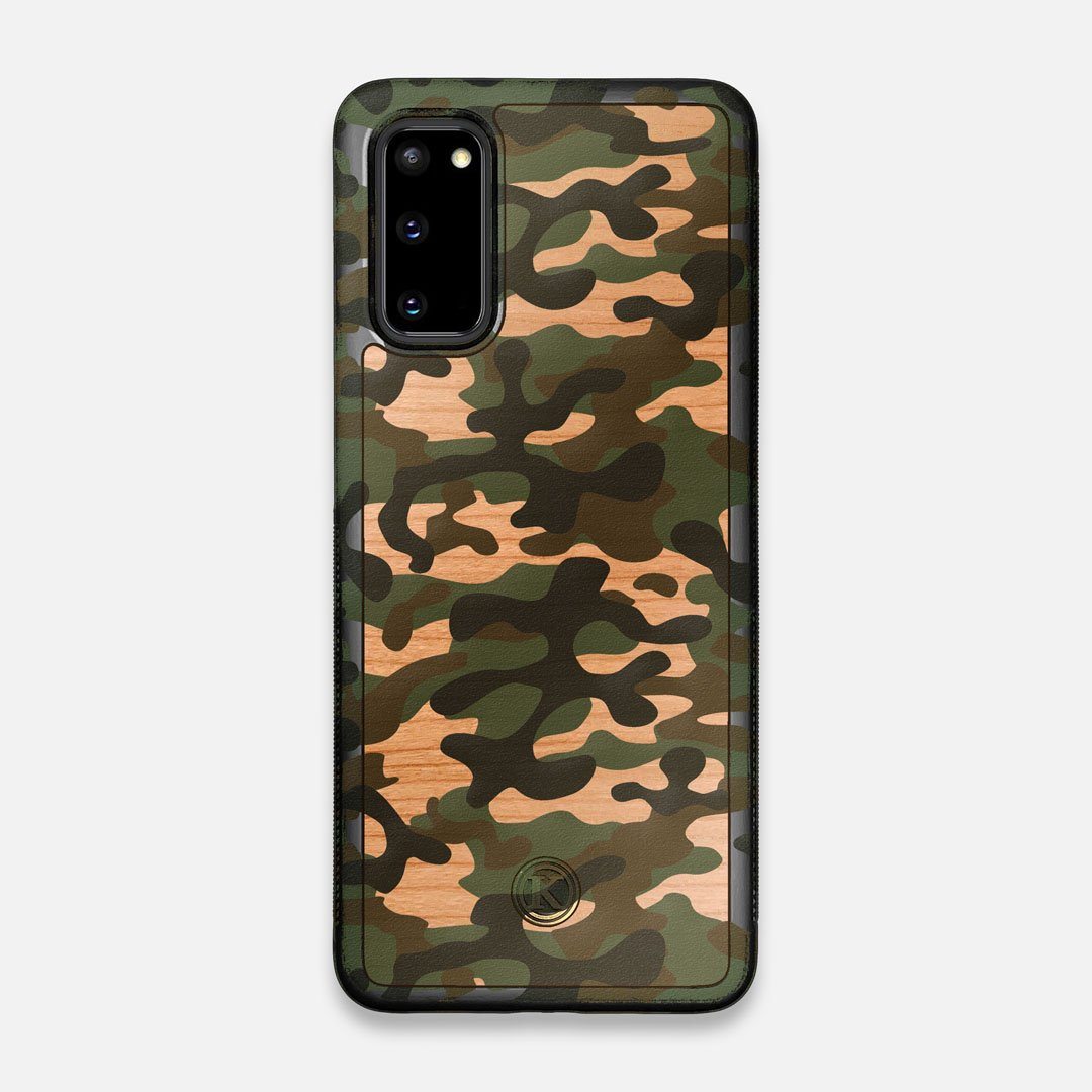Front view of the stealth Paratrooper camo printed Wenge Wood Galaxy S20 Case by Keyway Designs