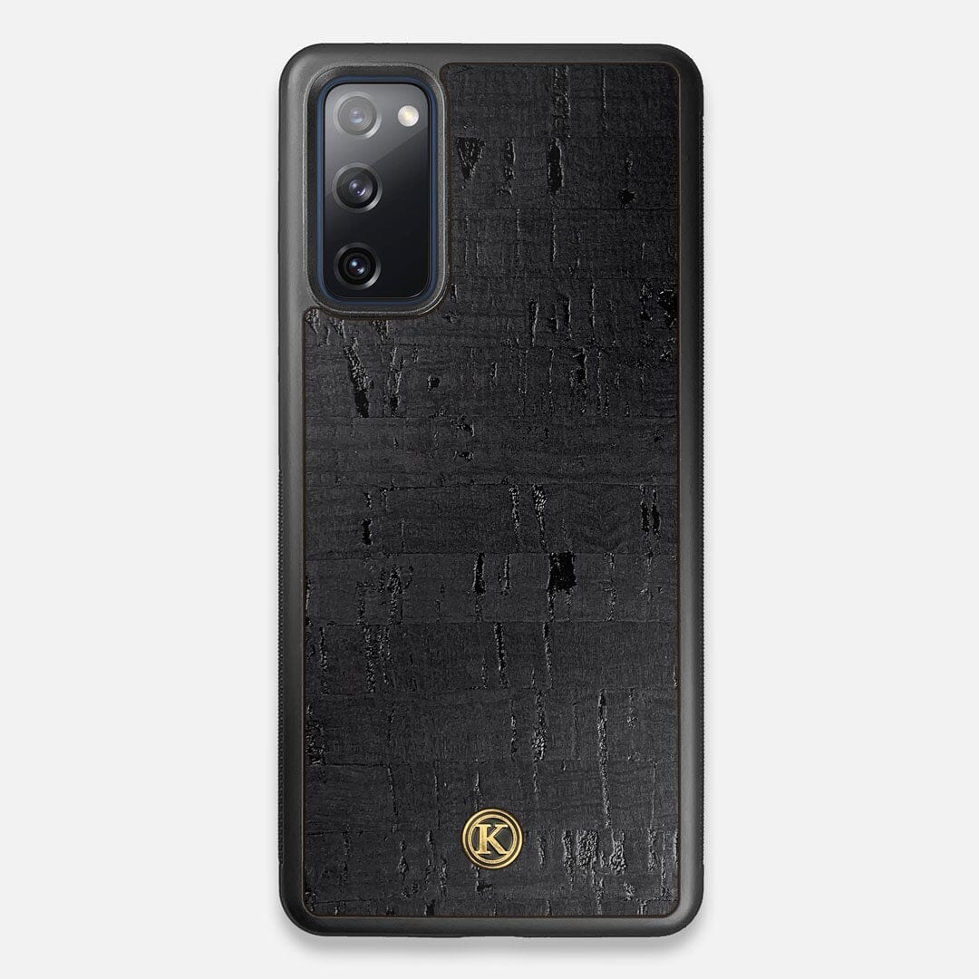 Front view of the dyed black natural cork Galaxy S20 FE Case by Keyway Designs
