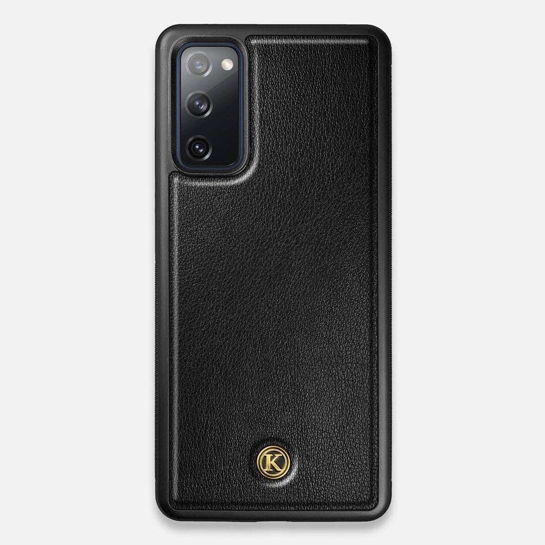 Front view of the Blank Black Leather Galaxy S20 FE Case by Keyway Designs