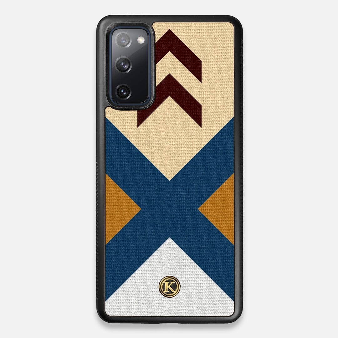 Front view of the Camp Adventure Marker in the Wayfinder series UV-Printed thick cotton canvas Galaxy S20 FE Case by Keyway Designs