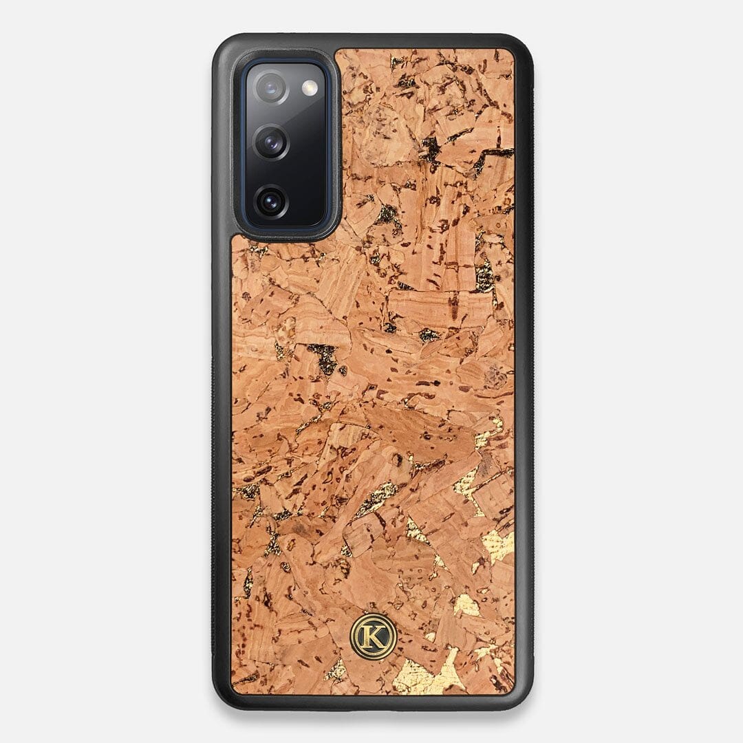 Front view of the gold fleck natural cork Galaxy S20 FE Case by Keyway Designs