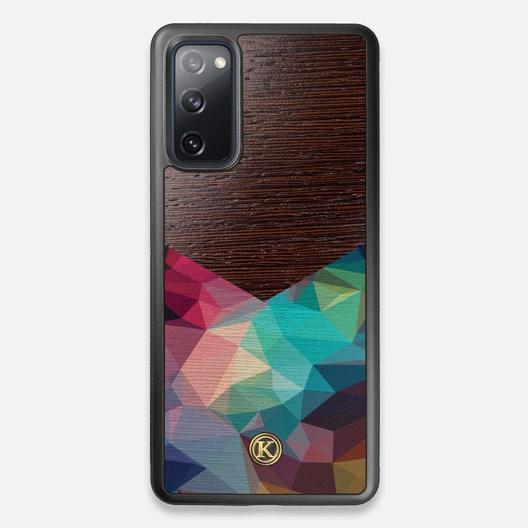Front view of the vibrant Geometric Gradient printed Wenge Wood Galaxy S20 FE Case by Keyway Designs
