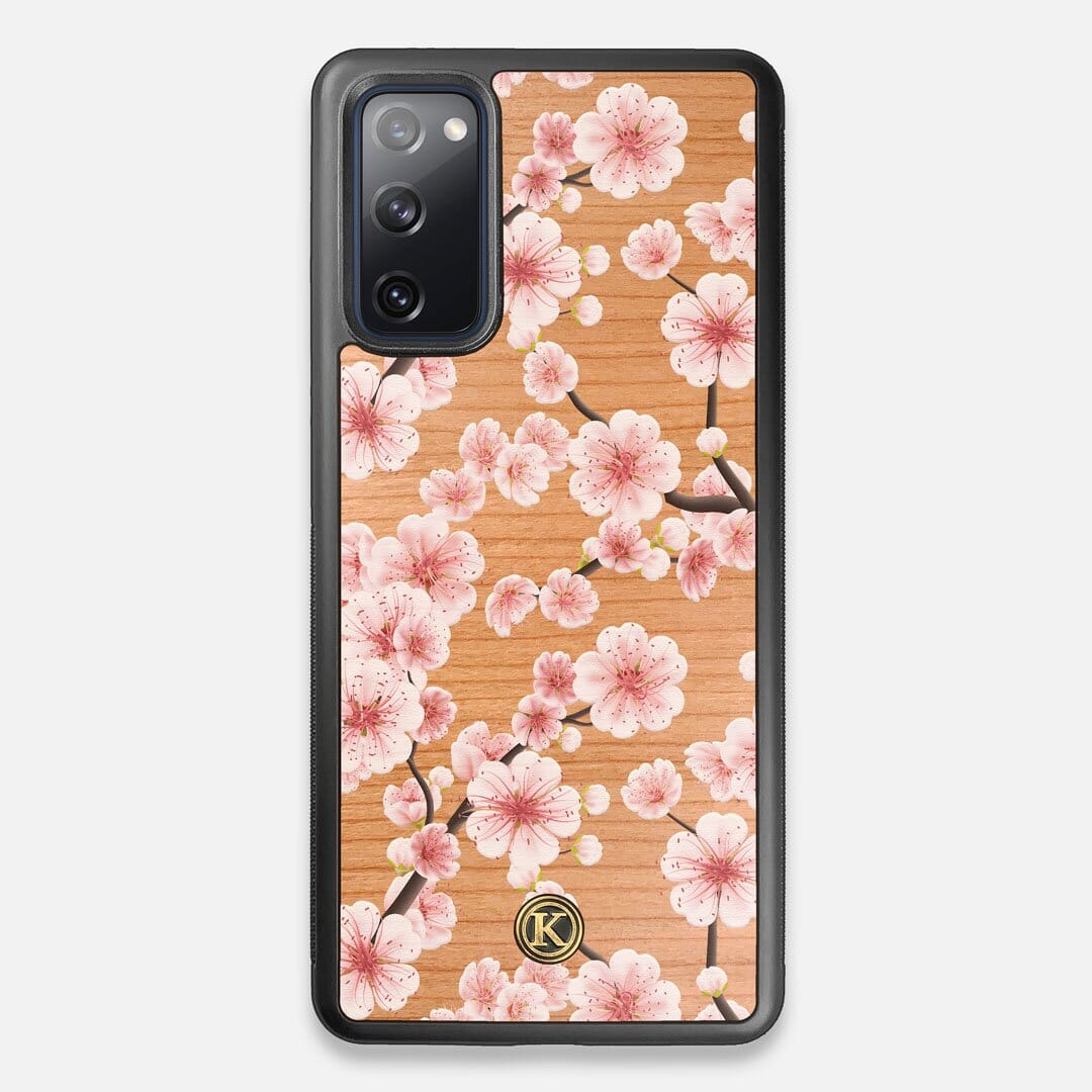 Front view of the Sakura Printed Cherry-blossom Cherry Wood Galaxy S20 FE Case by Keyway Designs
