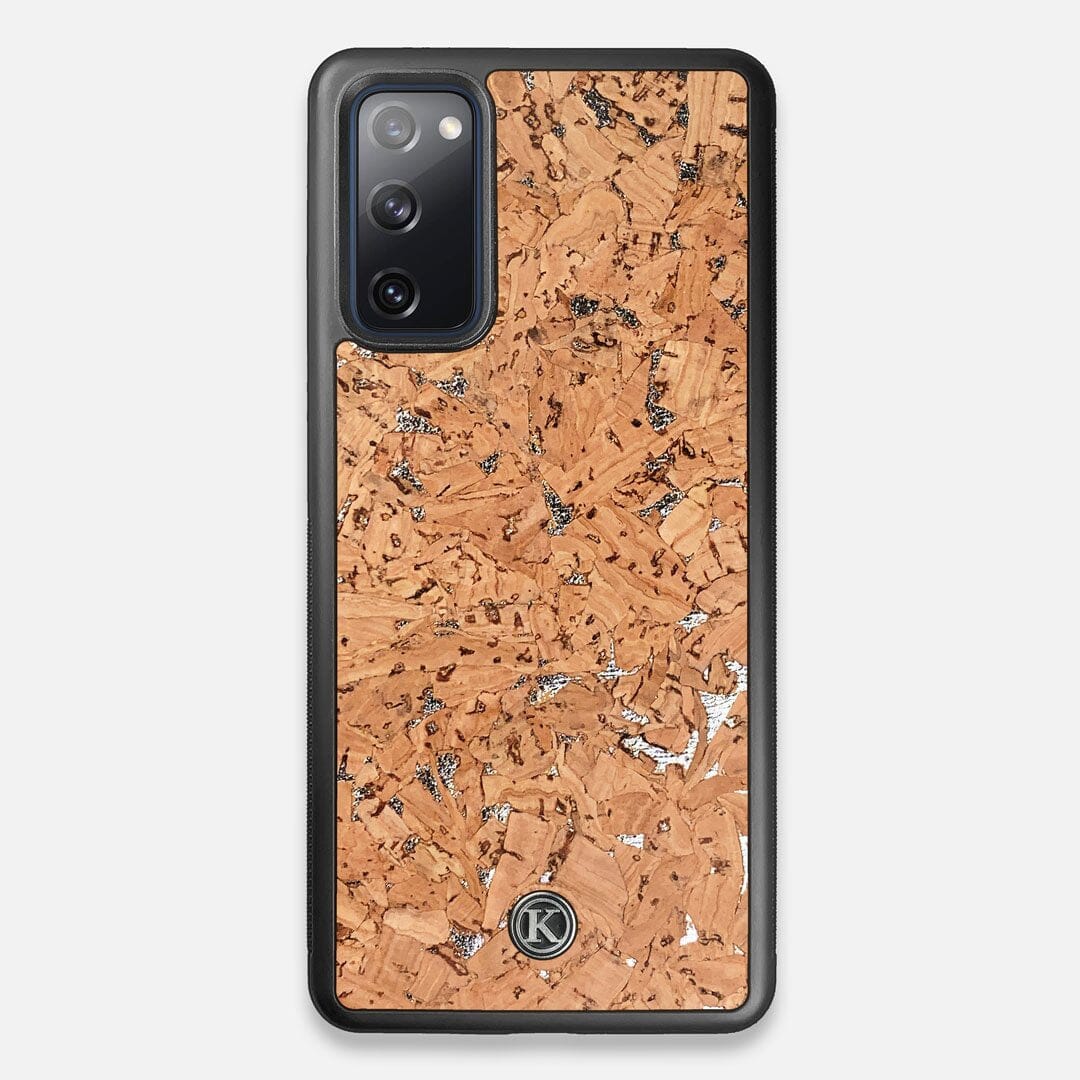 Front view of the silver fleck natural cork Galaxy S20 FE Case by Keyway Designs