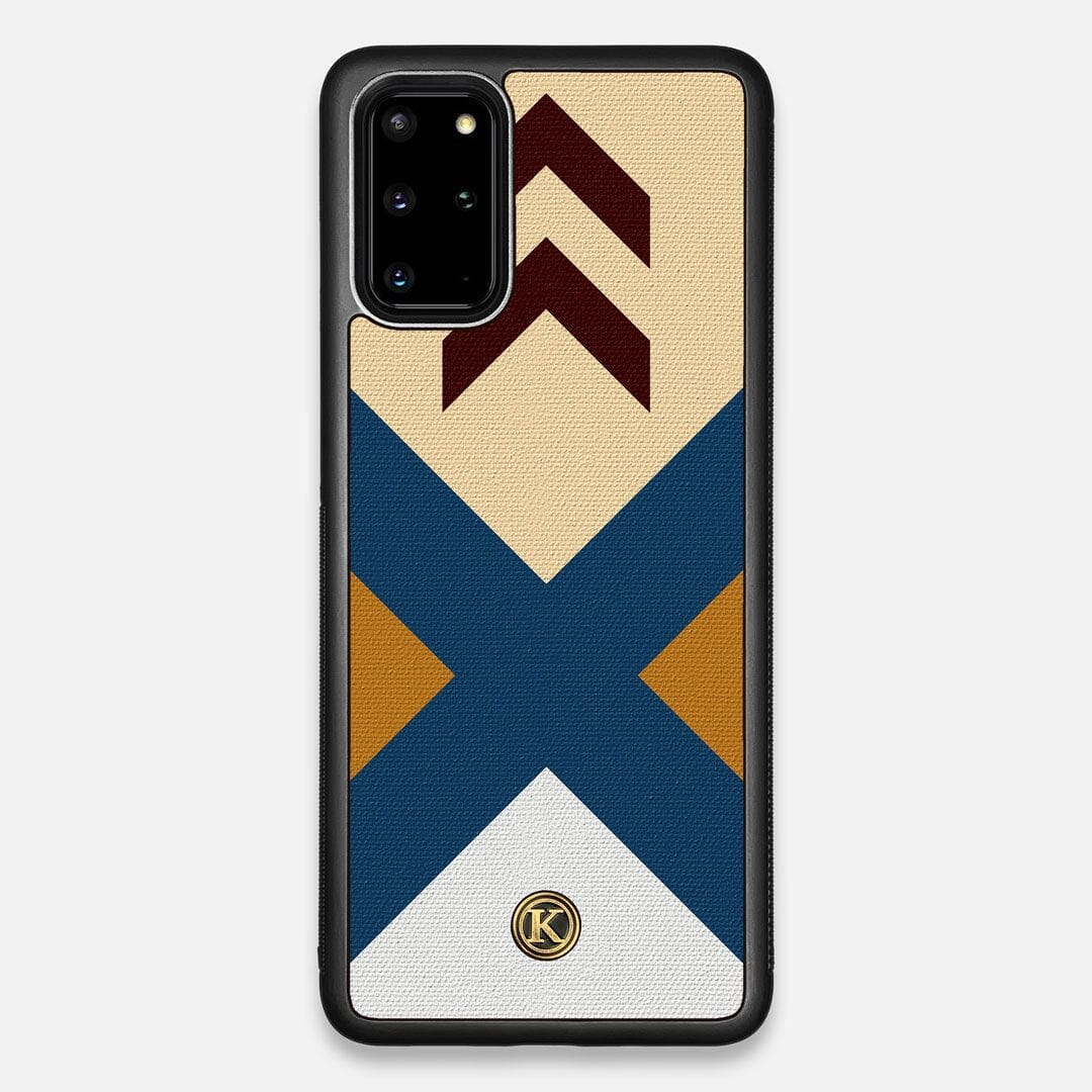 Front view of the Camp Adventure Marker in the Wayfinder series UV-Printed thick cotton canvas Galaxy S20 Plus Case by Keyway Designs