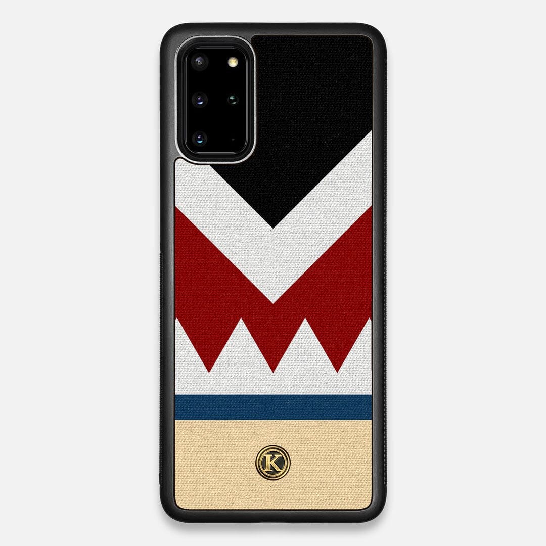 Front view of the Cove Adventure Marker in the Wayfinder series UV-Printed thick cotton canvas Galaxy S20 Plus Case by Keyway Designs