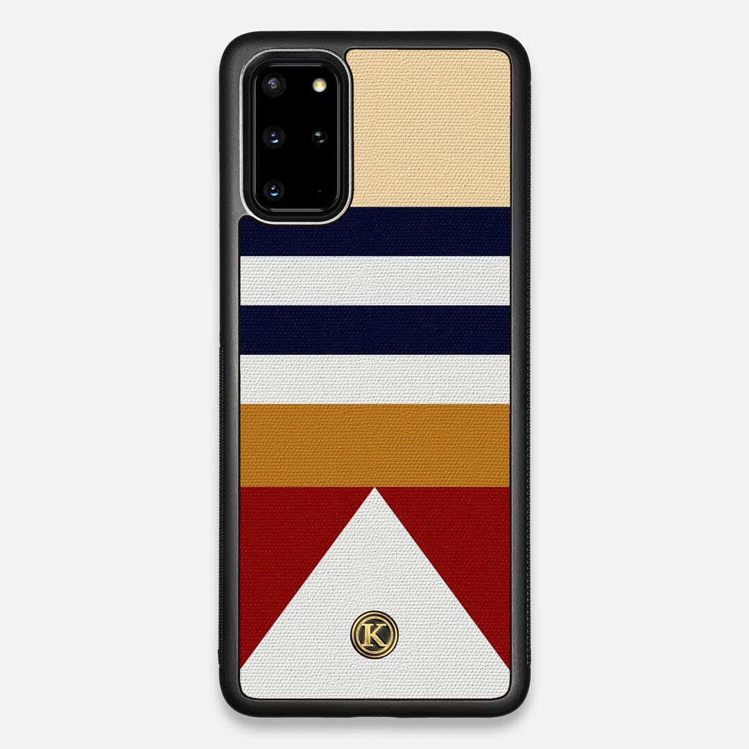 Front view of the Lodge Adventure Marker in the Wayfinder series UV-Printed thick cotton canvas Galaxy S20 Plus Case by Keyway Designs