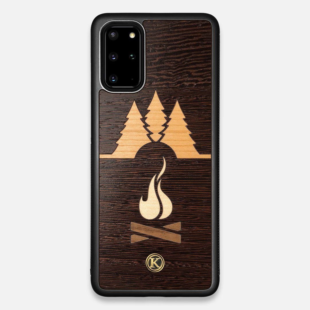 Front view of the Nomad Campsite Wood Galaxy S20+ Case by Keyway Designs