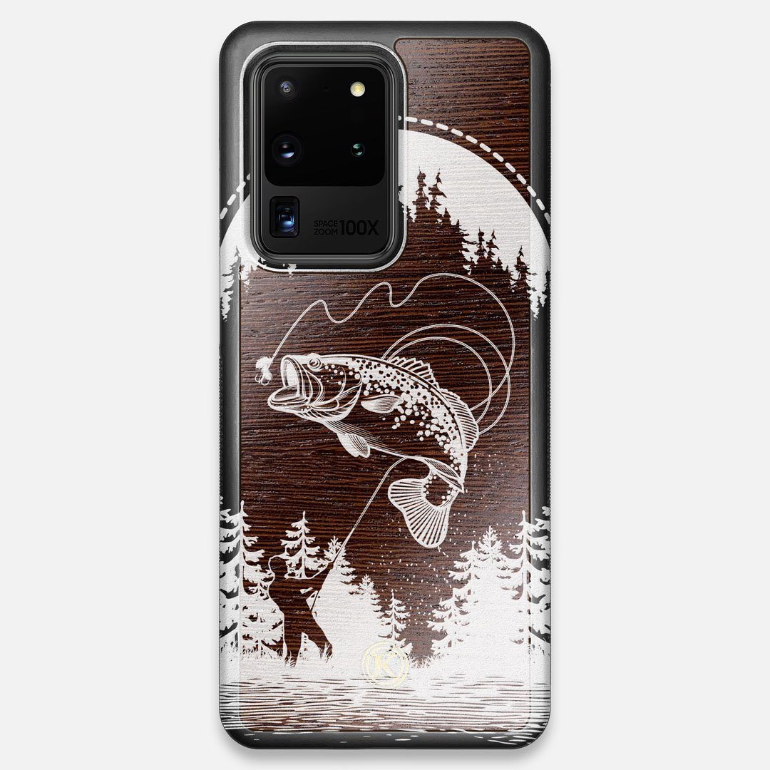 Front view of the high-contrast spotted bass printed Wenge Wood Galaxy S20 Ultra Case by Keyway Designs