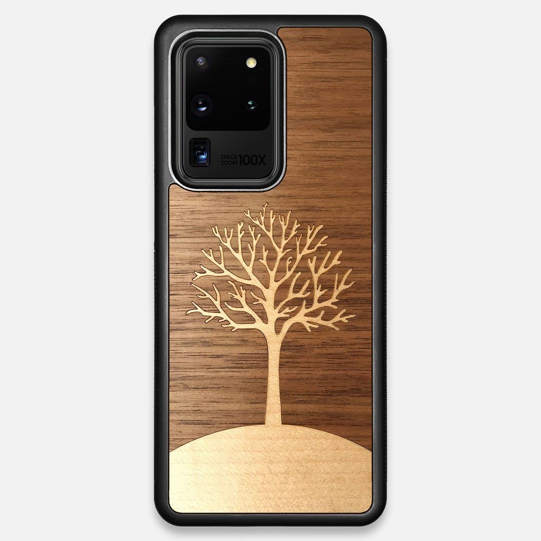 Front view of the Tree Of Life Walnut Wood Galaxy S20 Ultra Case by Keyway Designs
