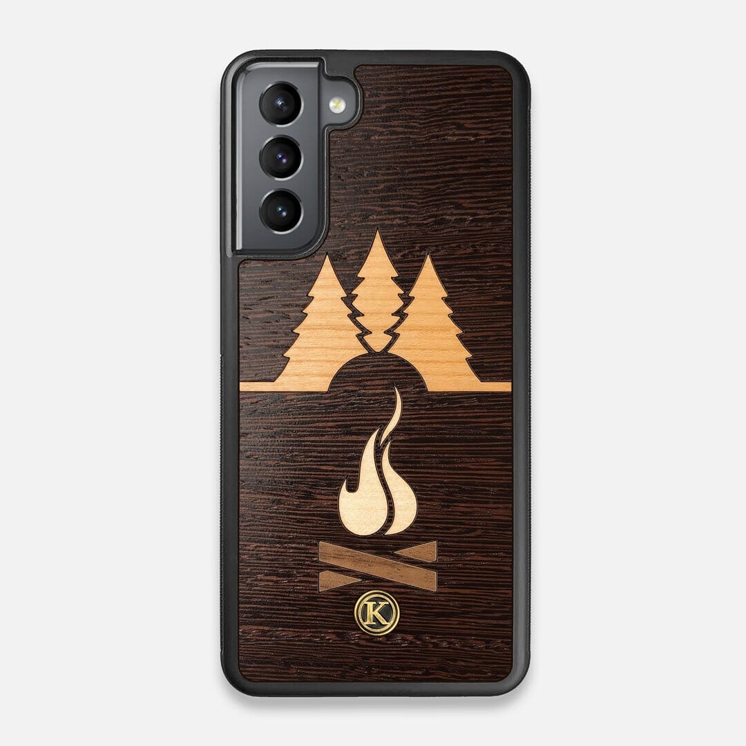Front view of the Nomad Campsite Wood Galaxy S21 Case by Keyway Designs