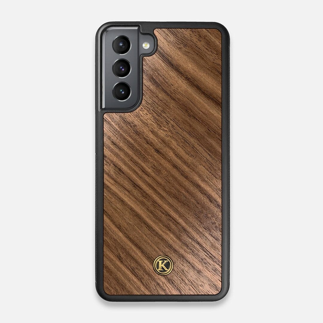 Front view of the Walnut Pure Minimalist Wood Galaxy S21 Case by Keyway Designs
