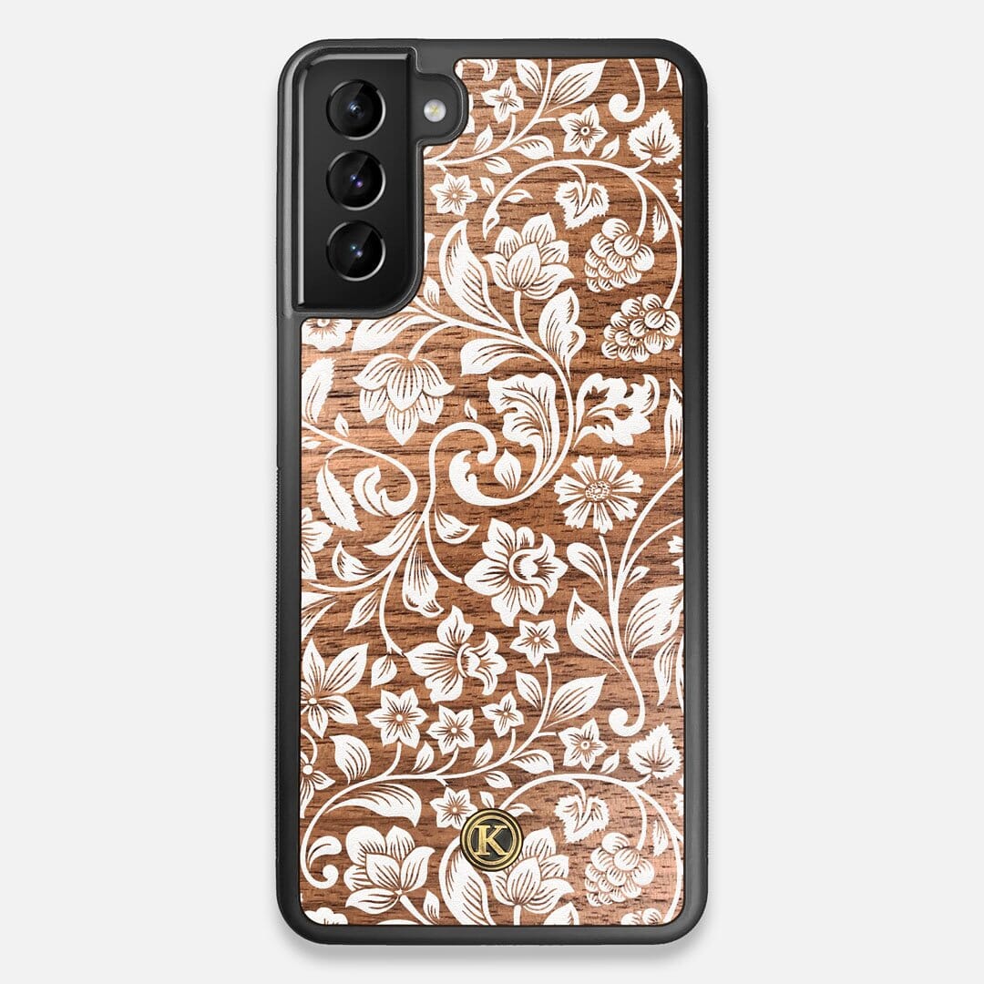 Front view of the Blossom Whitewash Wood Galaxy S21+ Case by Keyway Designs