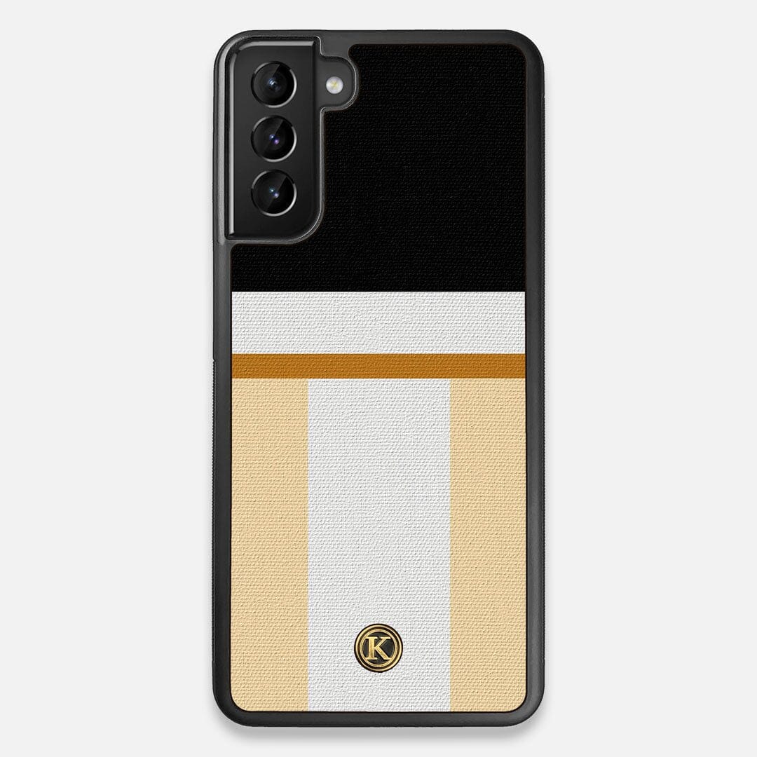 Front view of the Isle Adventure Marker in the Wayfinder series UV-Printed thick cotton canvas Galaxy S21 Plus Case by Keyway Designs