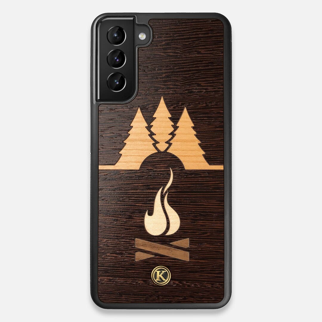 Front view of the Nomad Campsite Wood Galaxy S21 Plus Case by Keyway Designs