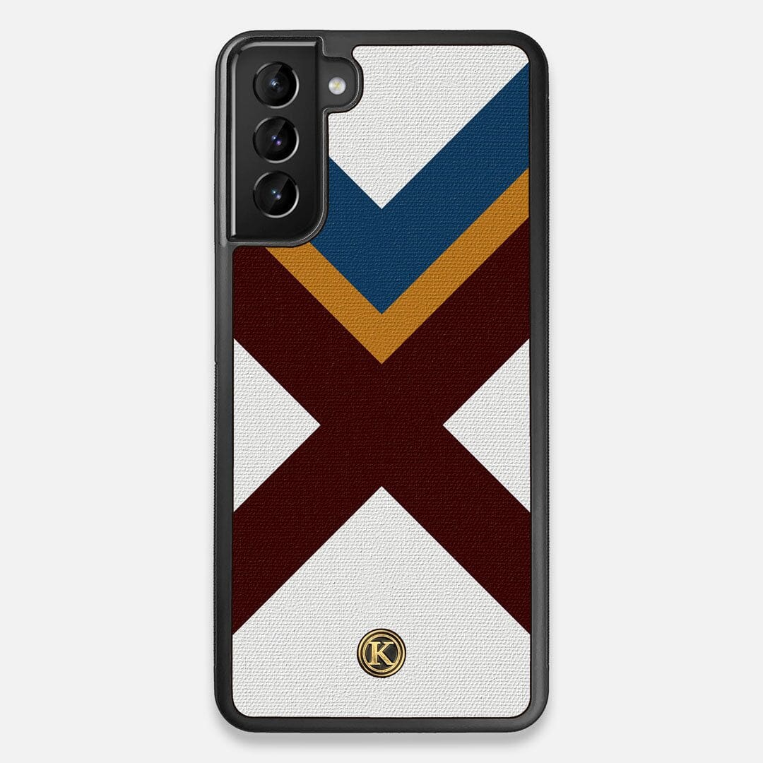 Front view of the Range Adventure Marker in the Wayfinder series UV-Printed thick cotton canvas Galaxy S21 Plus Case by Keyway Designs