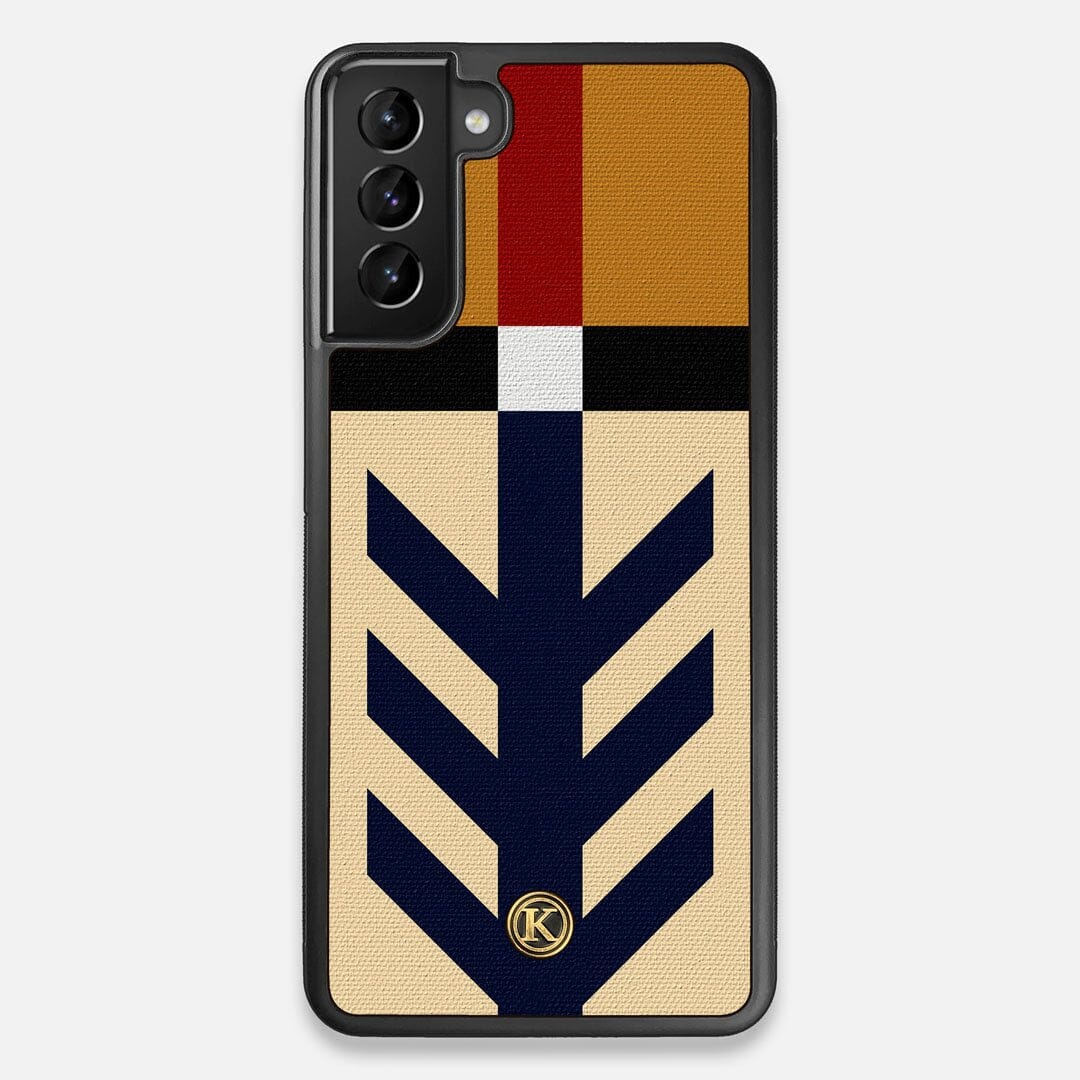 Front view of the Trail Adventure Marker in the Wayfinder series UV-Printed thick cotton canvas Galaxy S21 Plus Case by Keyway Designs