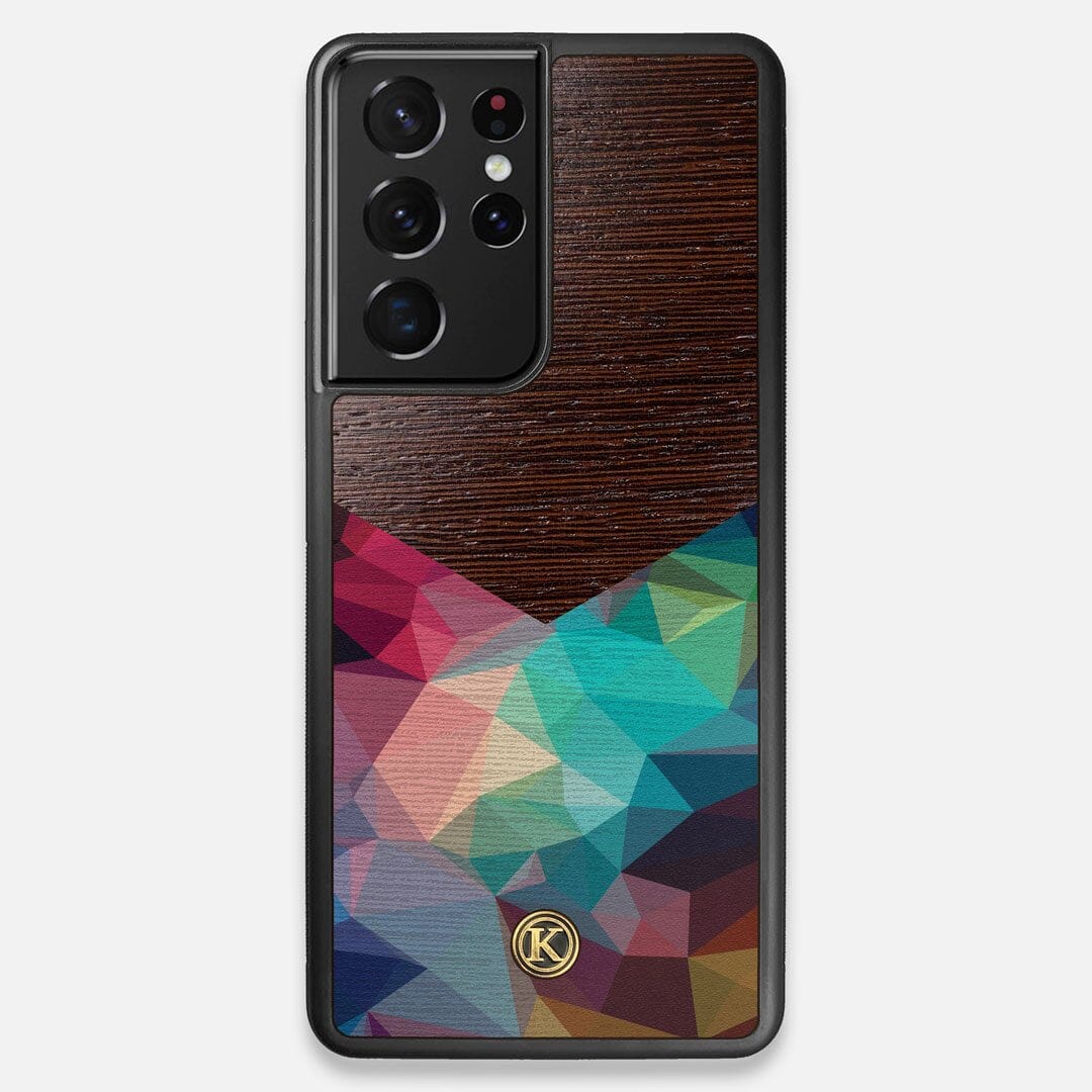 Front view of the vibrant Geometric Gradient printed Wenge Wood Galaxy S21 Ultra Case by Keyway Designs