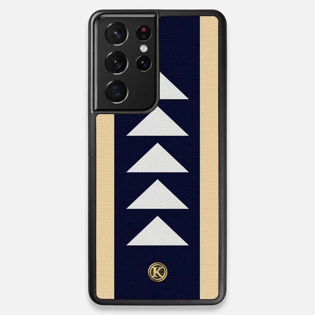Front view of the Track Adventure Marker in the Wayfinder series UV-Printed thick cotton canvas Galaxy S21 Ultra Case by Keyway Designs