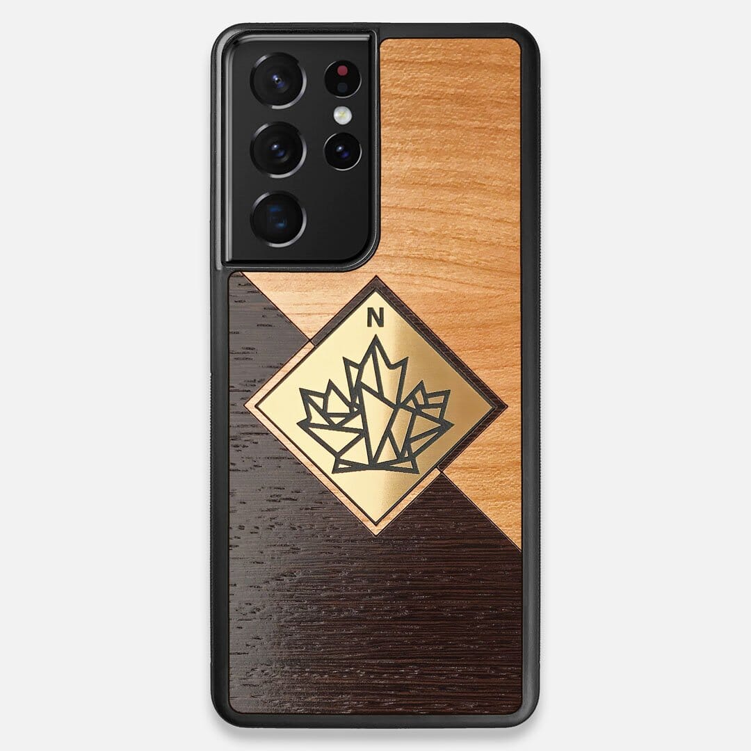 Front view of the True North by Northern Philosophy Cherry & Wenge Wood Galaxy S21 Ultra Case by Keyway Designs
