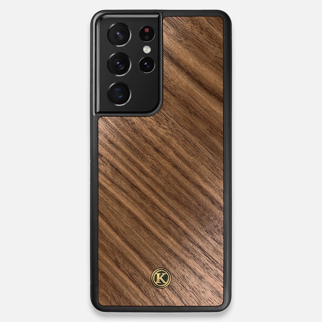 Front view of the Walnut Pure Minimalist Wood Galaxy S21 Ultra Case by Keyway Designs