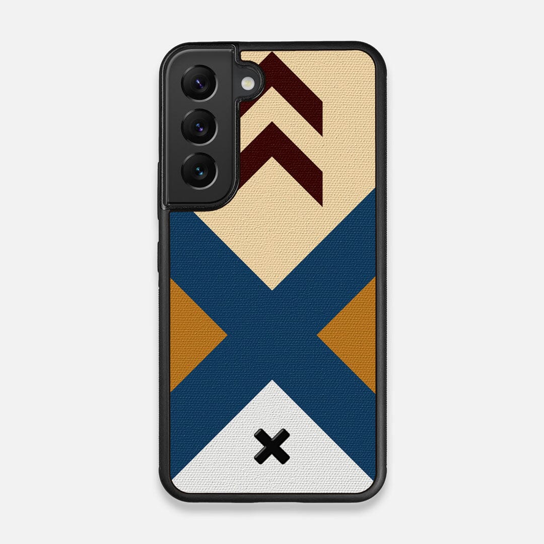 Front view of the Camp Adventure Marker in the Wayfinder series UV-Printed thick cotton canvas Galaxy S22 Case by Keyway Designs