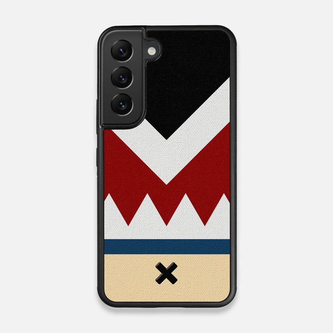 Front view of the Cove Adventure Marker in the Wayfinder series UV-Printed thick cotton canvas Galaxy S22 Case by Keyway Designs