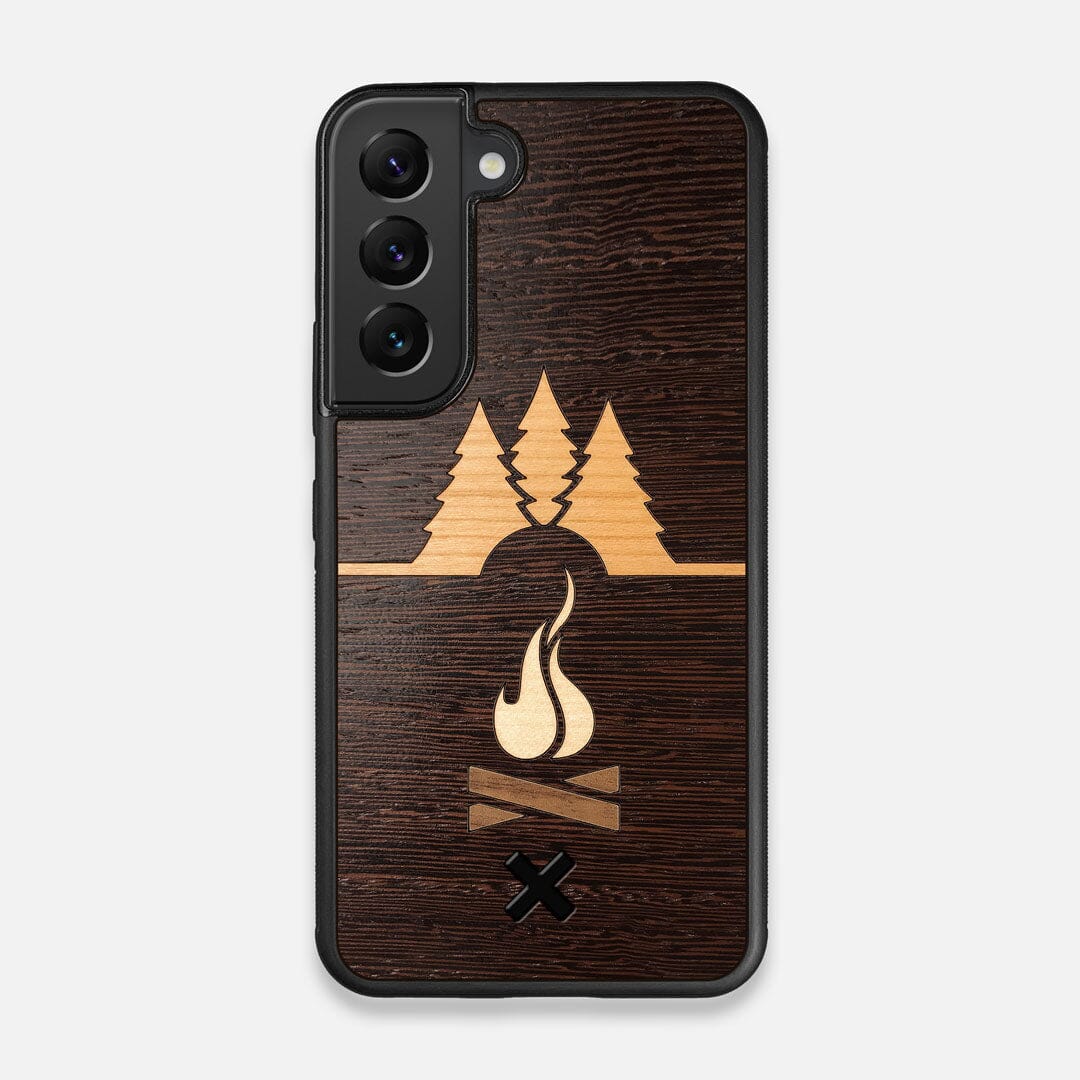 Front view of the Nomad Campsite Wood Galaxy S22 Case by Keyway Designs