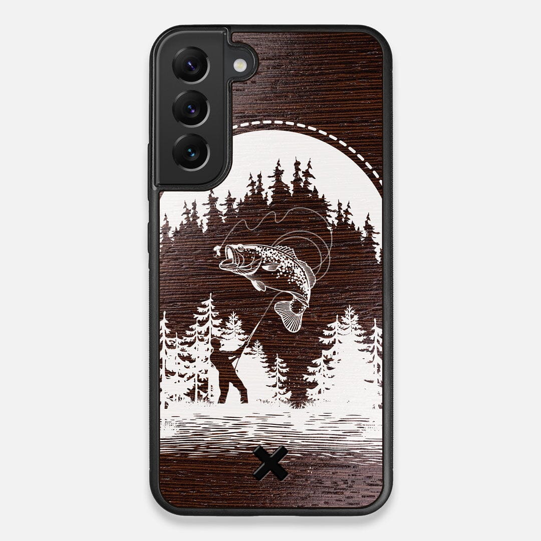 Front view of the high-contrast spotted bass printed Wenge Wood Galaxy S22 Plus Case by Keyway Designs