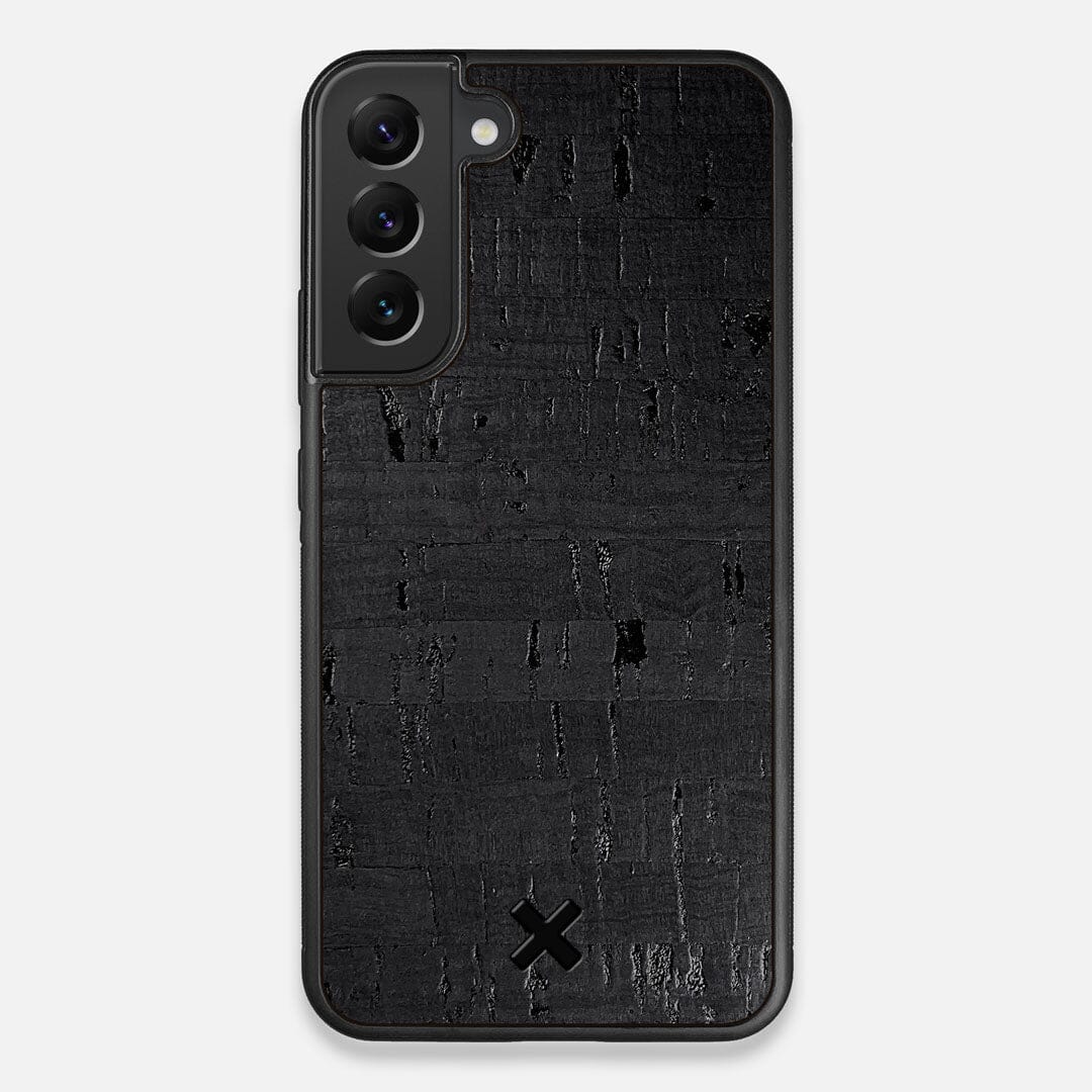 Front view of the dyed black natural cork Galaxy S22+ Case by Keyway Designs
