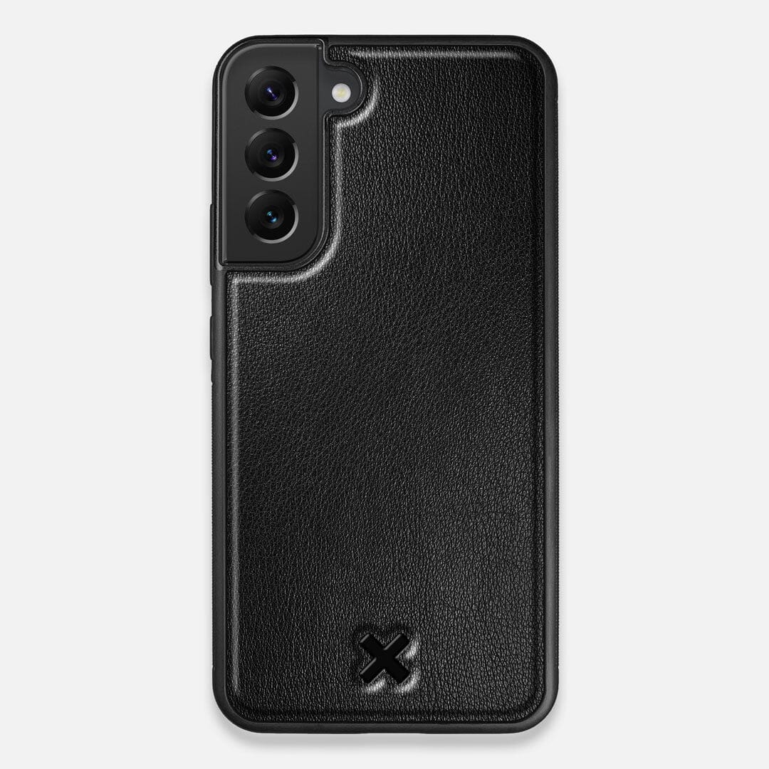 Front view of the Blank Black Leather Galaxy S22 Plus Case by Keyway Designs