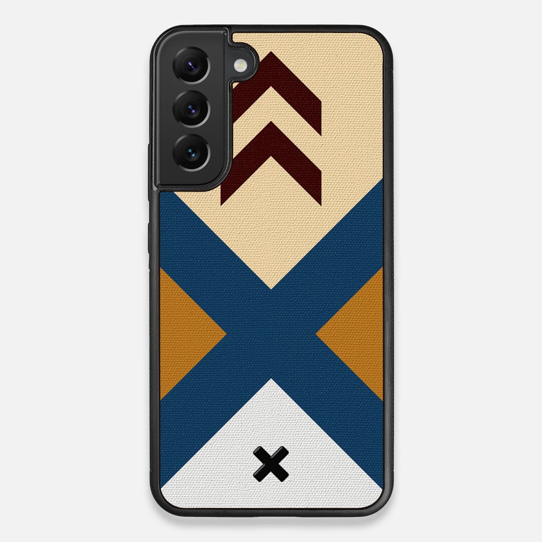 Front view of the Camp Adventure Marker in the Wayfinder series UV-Printed thick cotton canvas Galaxy S22 Plus Case by Keyway Designs