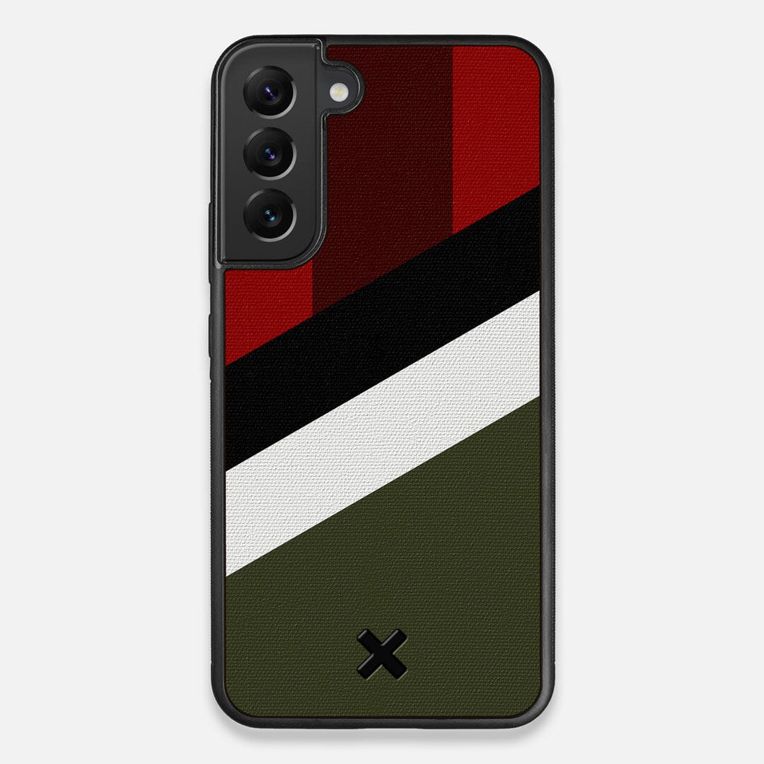 Front view of the Highland Adventure Marker in the Wayfinder series UV-Printed thick cotton canvas Galaxy S22 Plus Case by Keyway Designs