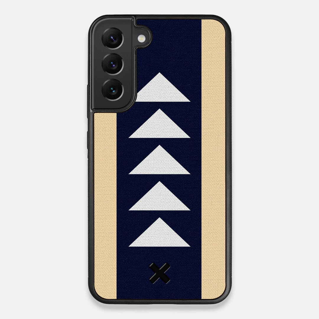 Front view of the Track Adventure Marker in the Wayfinder series UV-Printed thick cotton canvas Galaxy S22 Plus Case by Keyway Designs
