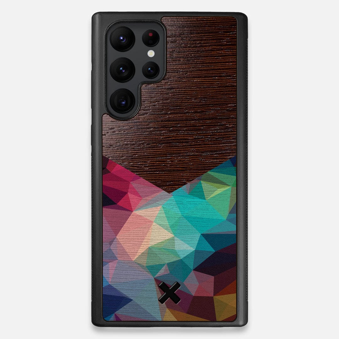 Front view of the vibrant Geometric Gradient printed Wenge Wood Galaxy S22 Ultra Case by Keyway Designs
