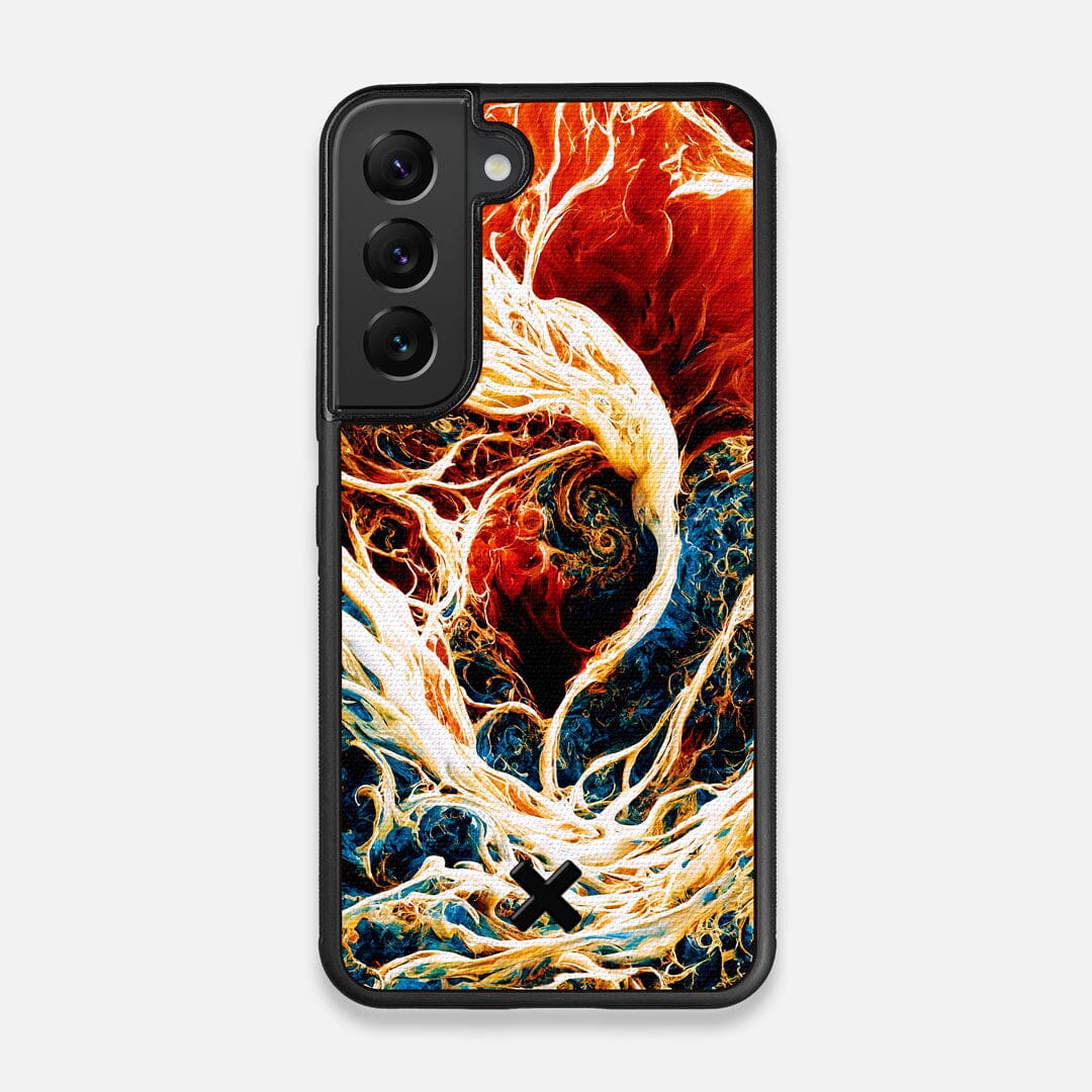 Front view of the stylized AI generated art print created by John Wingfield printed to cotton canvas Galaxy S22 Case by Keyway Designs