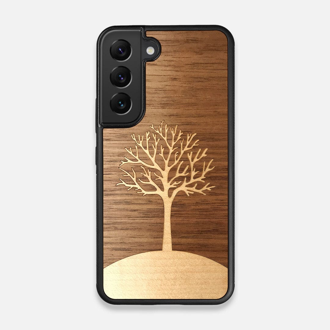 Front view of the Tree Of Life Walnut Wood Galaxy S22 Case by Keyway Designs