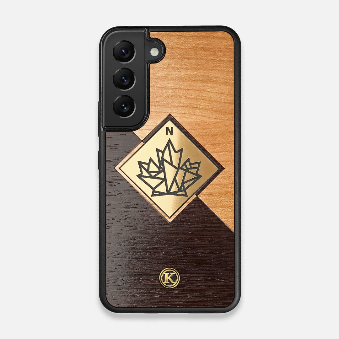 Front view of the True North by Northern Philosophy Cherry & Wenge Wood Galaxy S22 Case by Keyway Designs