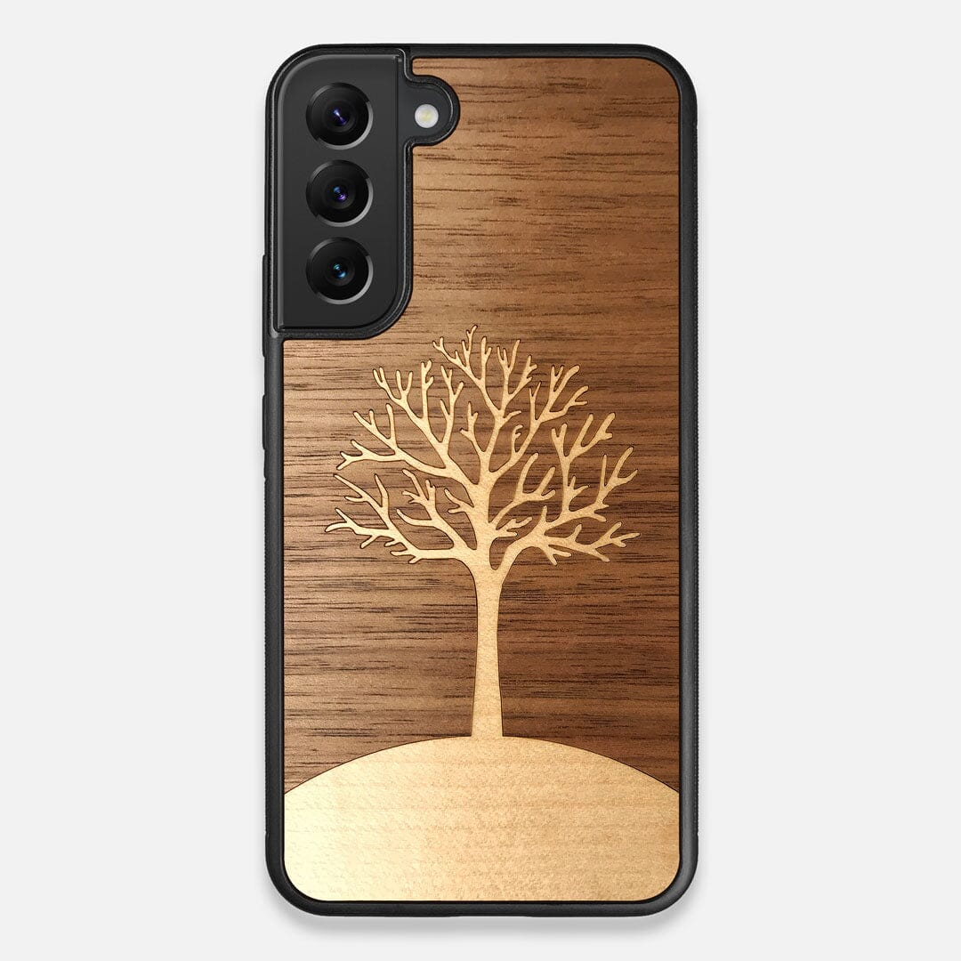 Front view of the Tree Of Life Walnut Wood Galaxy S22 Plus Case by Keyway Designs