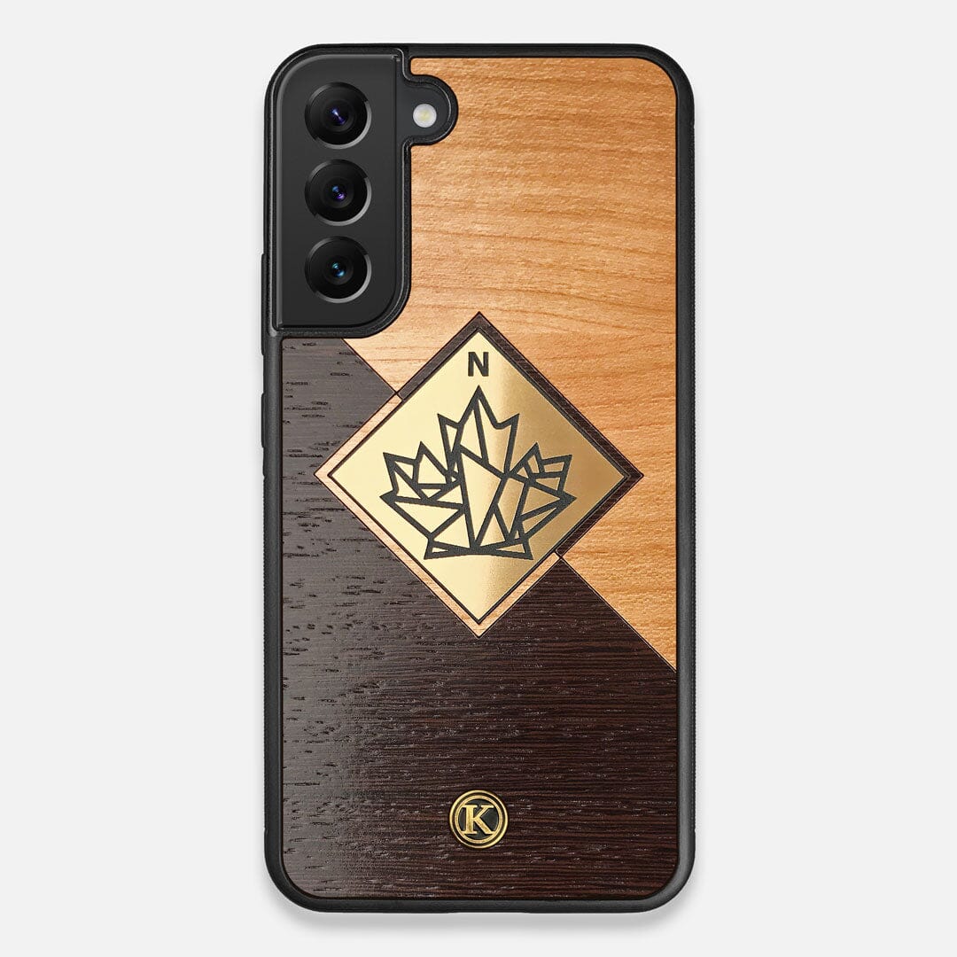 Front view of the True North by Northern Philosophy Cherry & Wenge Wood Galaxy S22 Plus Case by Keyway Designs