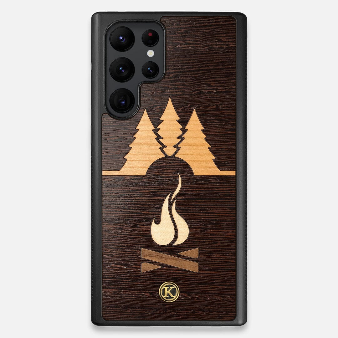 Front view of the Nomad Campsite Wood Galaxy S22 Ultra Case by Keyway Designs