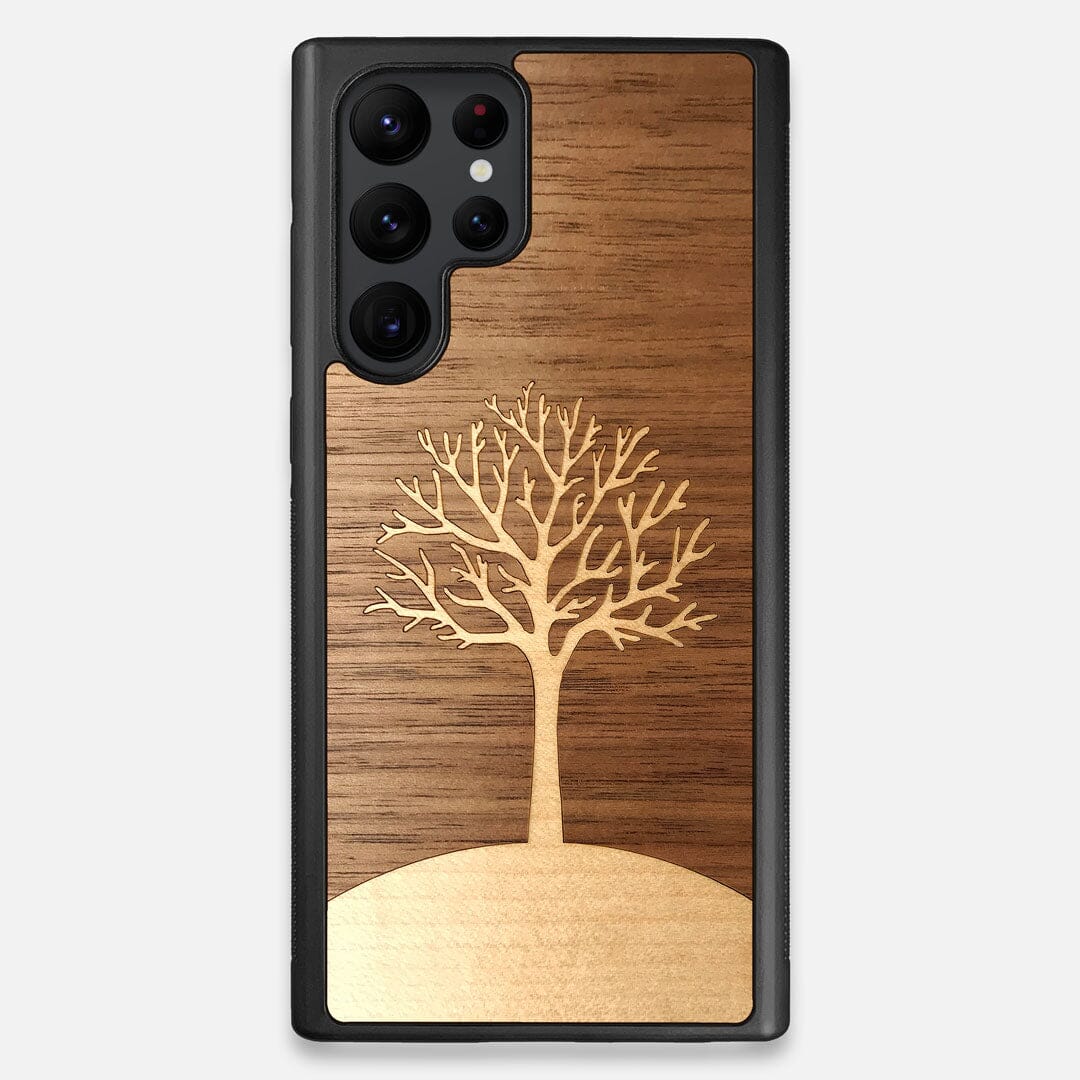 Front view of the Tree Of Life Walnut Wood Galaxy S22 Ultra Case by Keyway Designs