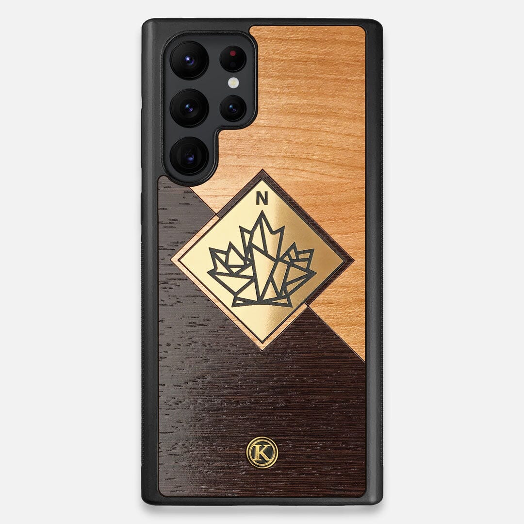 Front view of the True North by Northern Philosophy Cherry & Wenge Wood Galaxy S22 Ultra Case by Keyway Designs